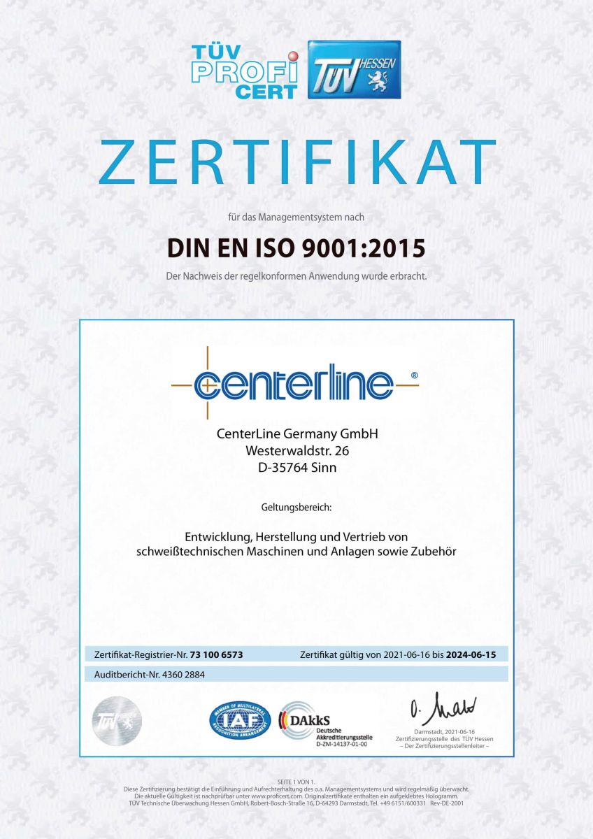 Qualitätszertifikat DIN ISO 9001:2015